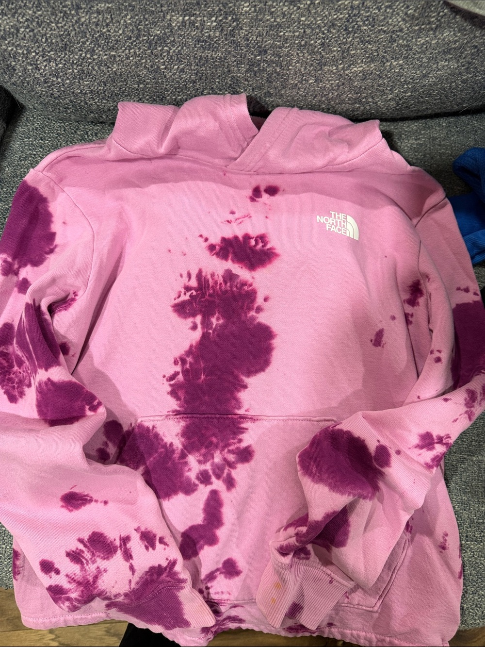The North Face Women's Pink and Purple Tie-Dye Pullover Hoodie